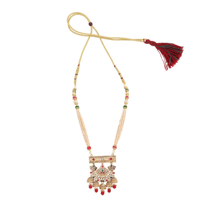 Opal Touch - 3 Layered Multicolor Polki Kundan Moti Mala Necklace - Opal Touch - Necklace