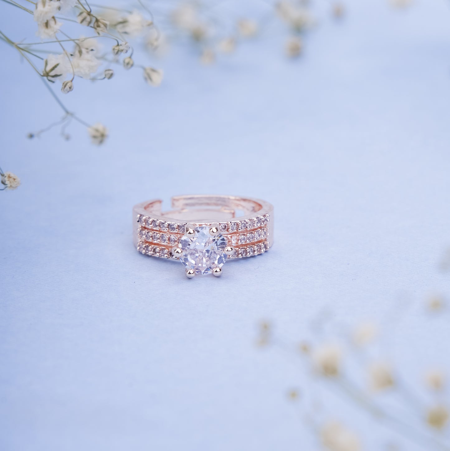 Rose Gold Wedding Elegance Ring - Opal Touch