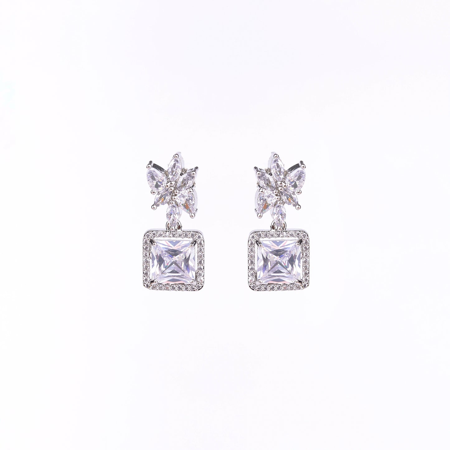 Classic Rhodium Earrings - Opal Touch