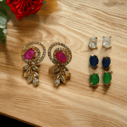 Opal Touch - 4 Color Changeable Matte Loop Studs - Earrings