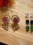 Opal Touch - 4 Color Changeable Matte Loop Studs - Earrings