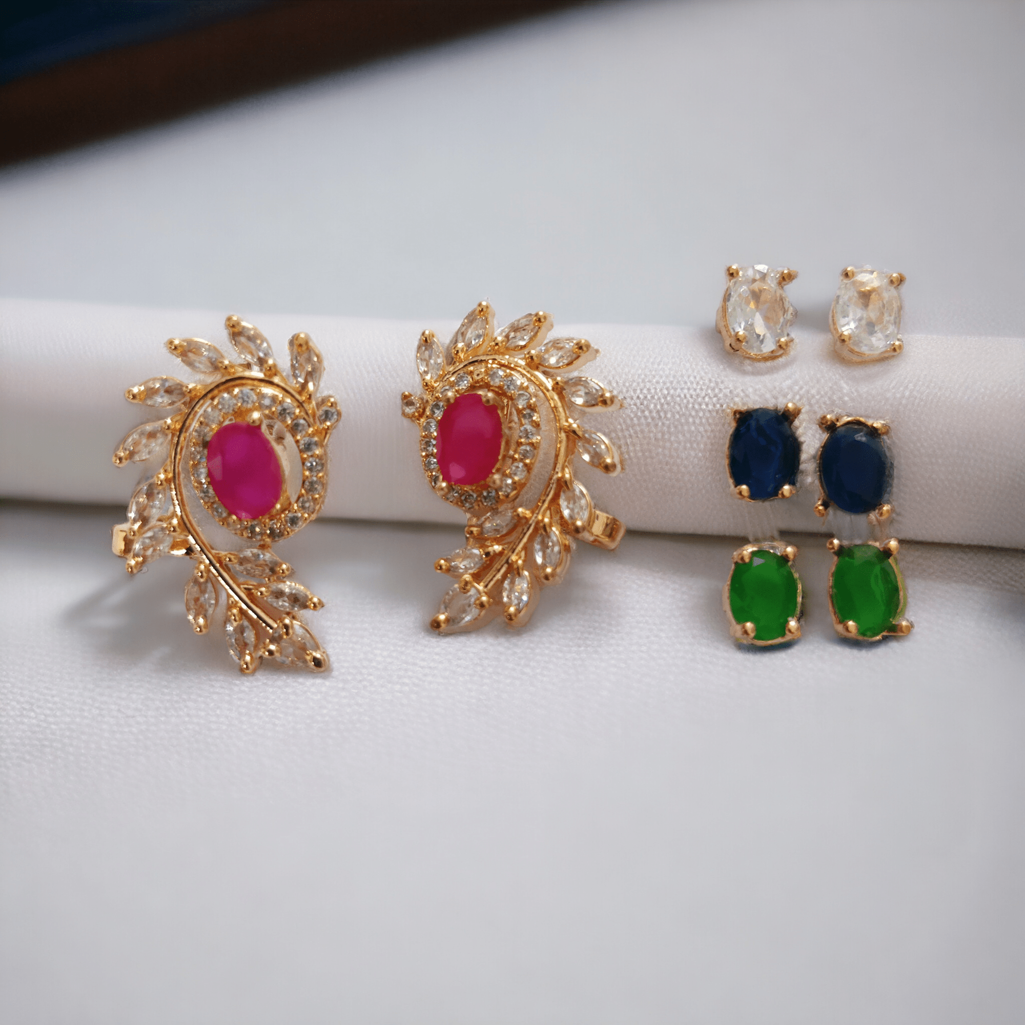 Opal Touch - 4 Color Changeable Rose Gold Studs - Earrings