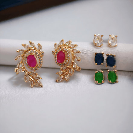 Opal Touch - 4 Color Changeable Rose Gold Studs - Earrings