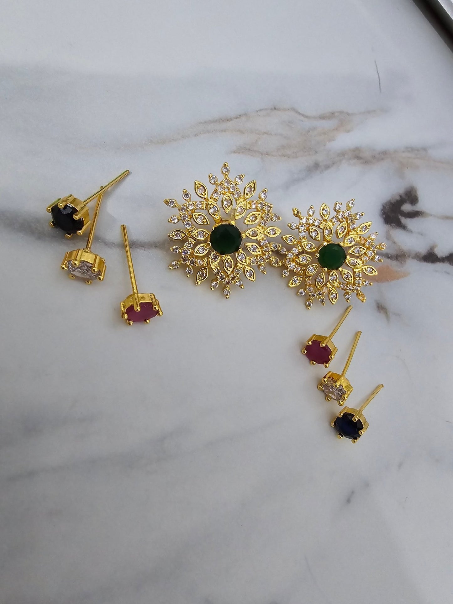 Earrings - 4 Color Interchangeable Dynamic Golden Studs - Opal Touch