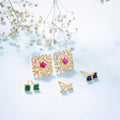 Earrings - 4 Color Interchangeable Modular Golden Studs - Opal Touch