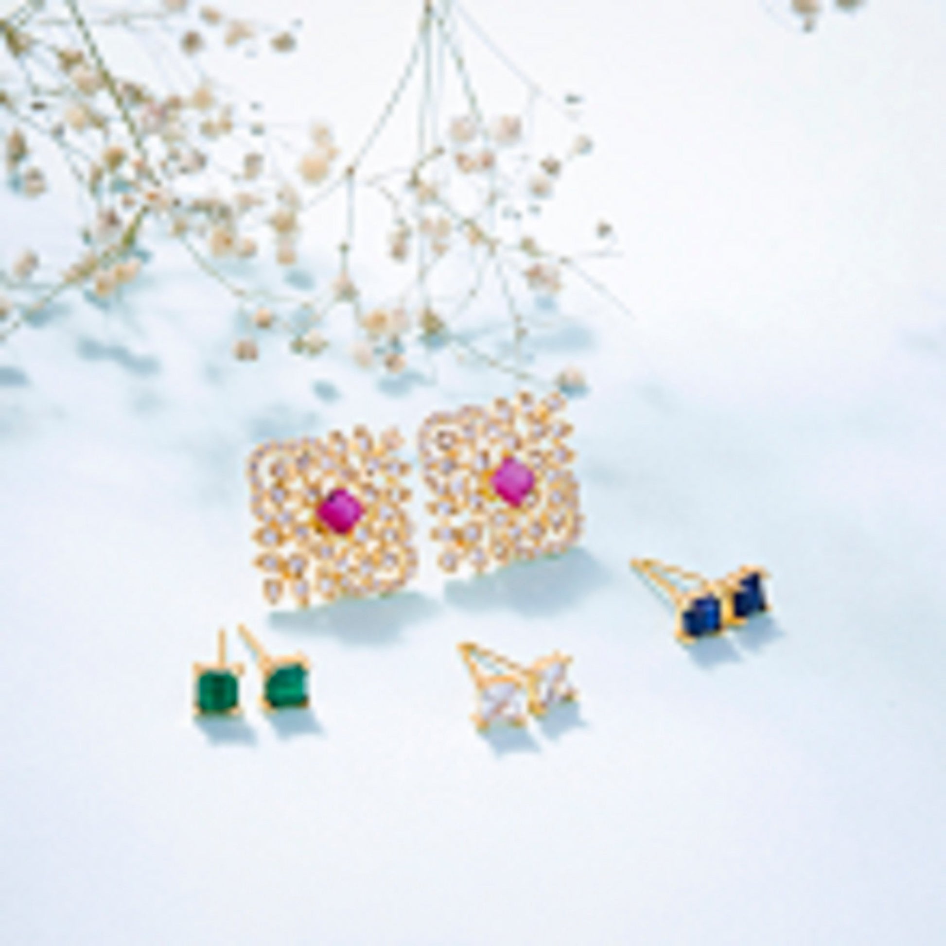 Earrings - 4 Color Interchangeable Modular Golden Studs - Opal Touch