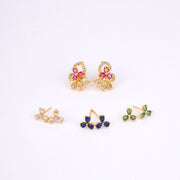 4 Color Leafy Changeable Gold Plated Studs - Opal Touch
