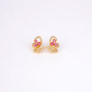 4 Color Leafy Changeable Gold Plated Studs - Opal Touch