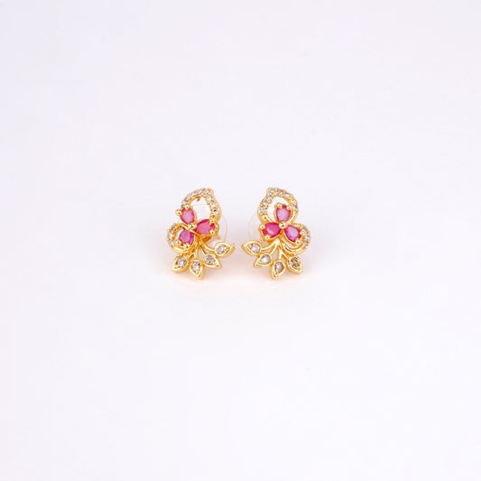 4 Color Leafy Changeable Gold Plated Studs - Opal Touch