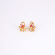 4 Color Leafy Changeable Gold Plated Studs - Opal Touch