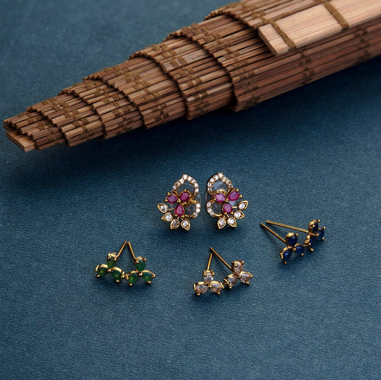 Studs - 4 Color Leafy Changeable Matte Black Studs - Opal Touch
