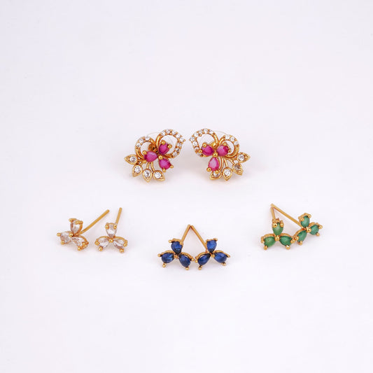 Studs - 4 Color Leafy Changeable Matte Black Studs - Opal Touch