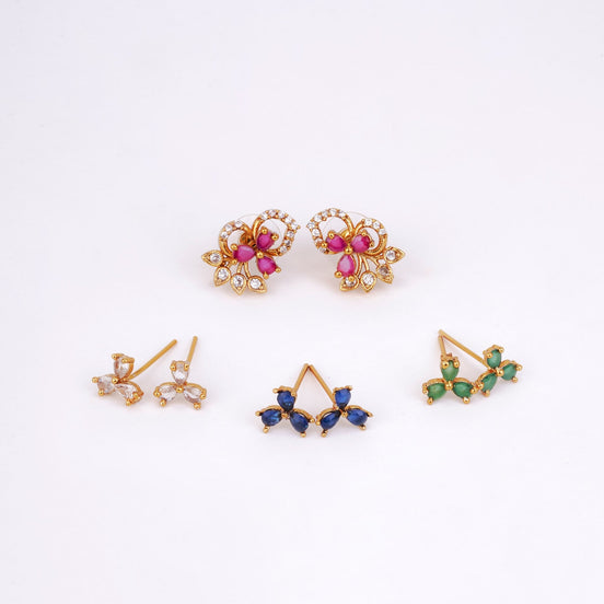Studs - 4 Color Leafy Changeable Matte Black Studs - Opal Touch