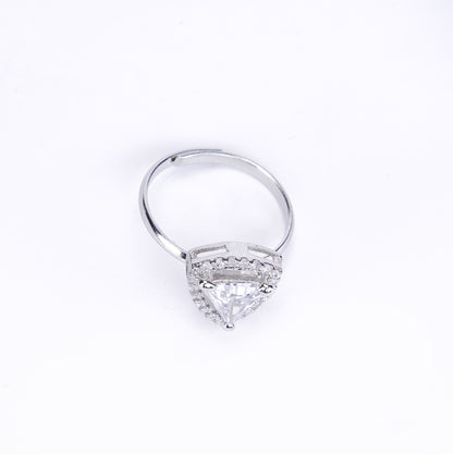 Rhodium White Cubic Zirconia Ring - Opal Touch