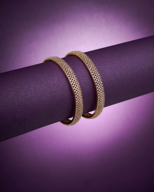 Opal Touch - 5 Line AD Studded Gold Bangles (Pack of 2) - Bangles