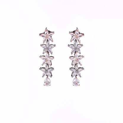 Two-Tone Rose Silver Earrings - Opal Touch