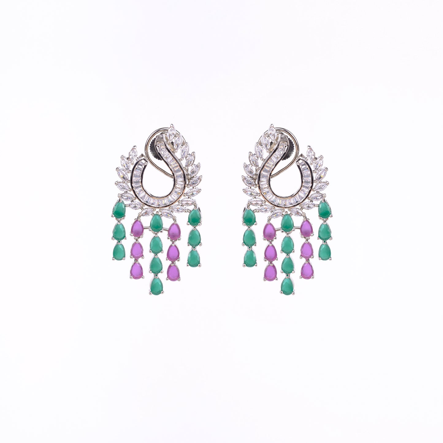 Shimmering Rhodium Earrings - Opal Touch