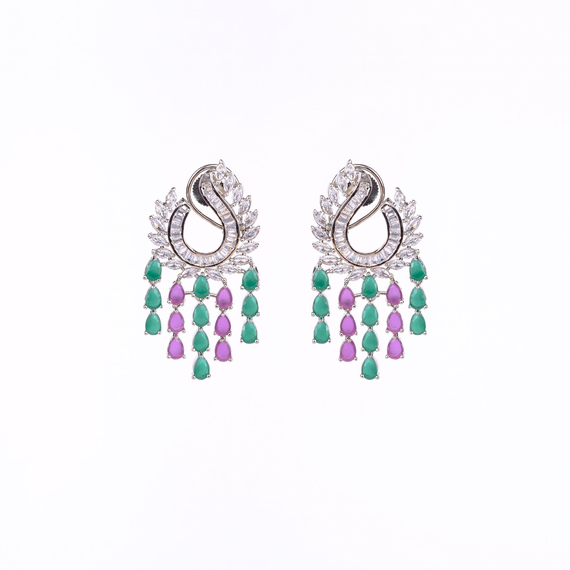 Shimmering Rhodium Earrings - Opal Touch