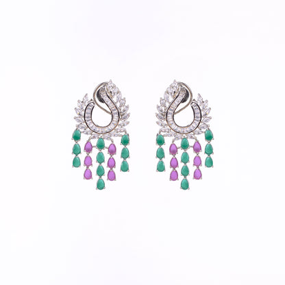 Shimmering Rhodium Earrings - Opal Touch