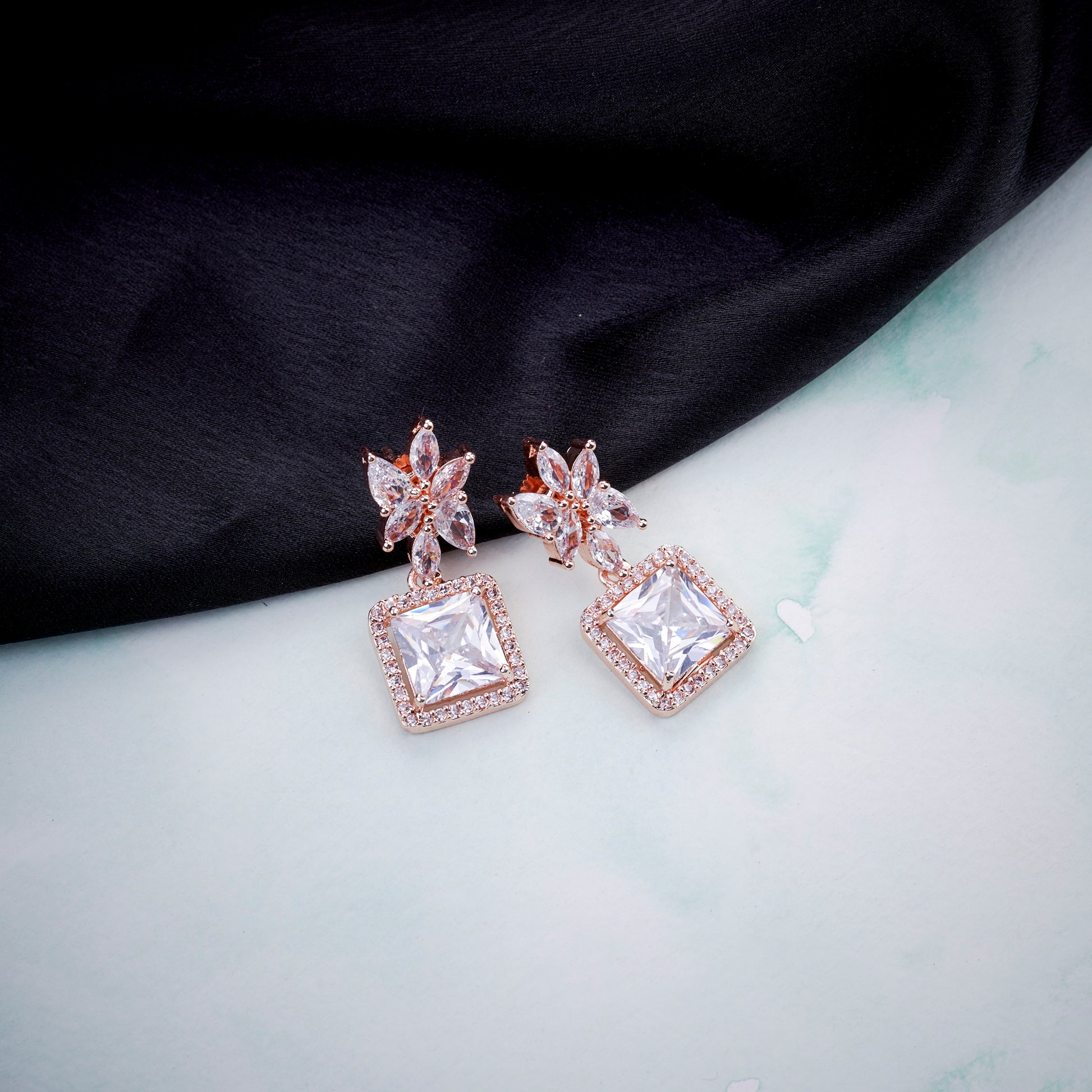 Rose Gold Harmony Earrings - Opal Touch