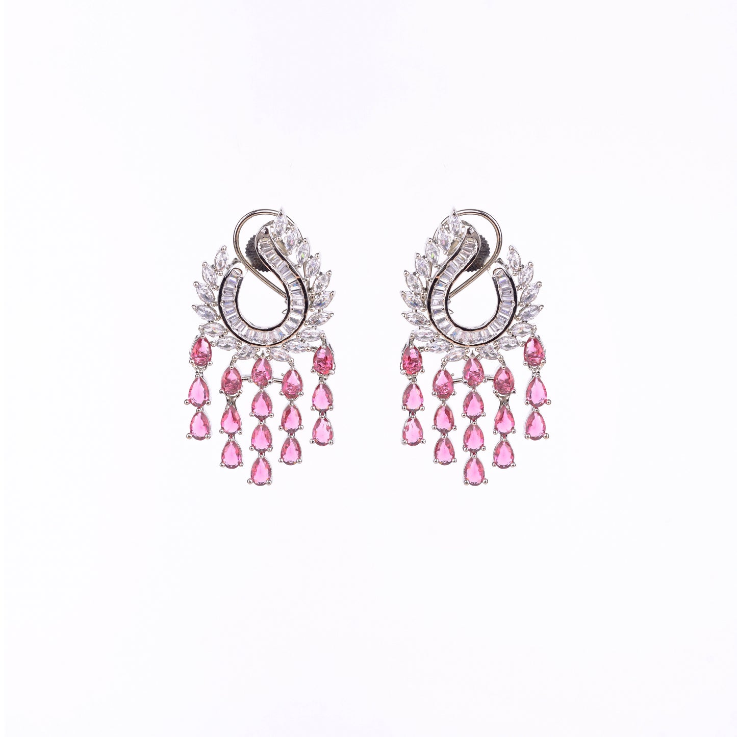 Shimmering Rhodium Earrings - Opal Touch