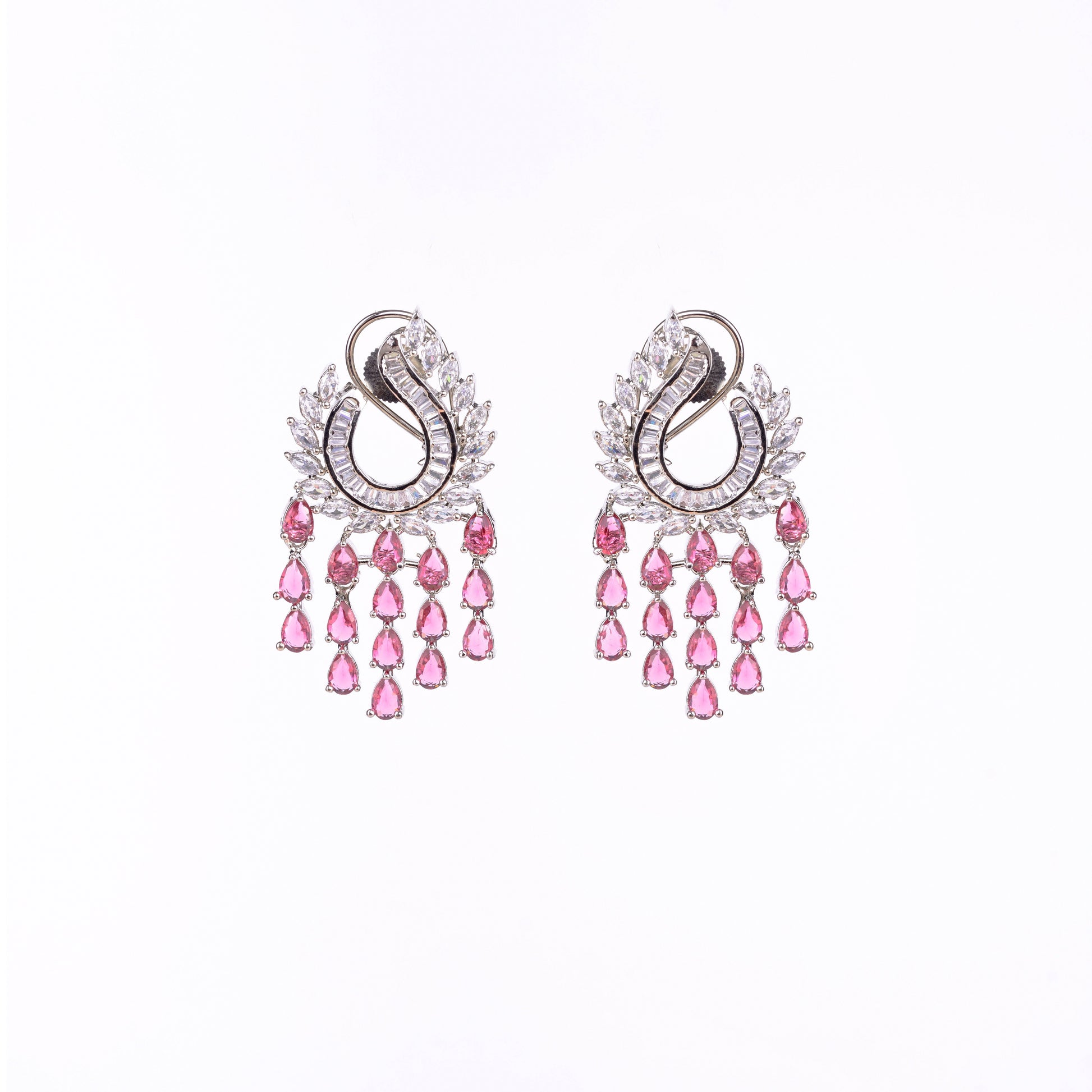 Shimmering Rhodium Earrings - Opal Touch