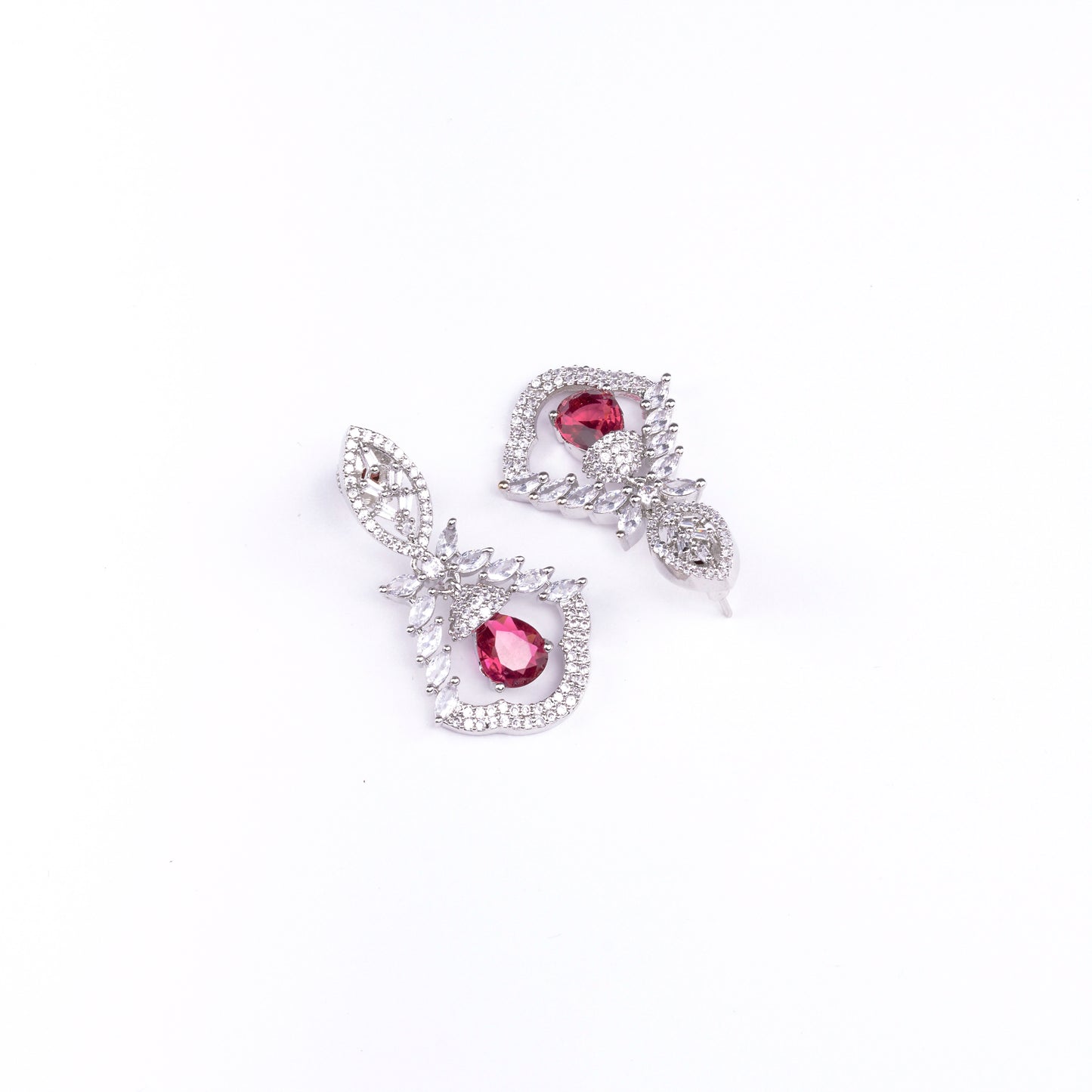 Vibrant Red-White Studs - Opal Touch