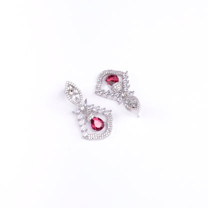 Vibrant Red-White Studs - Opal Touch