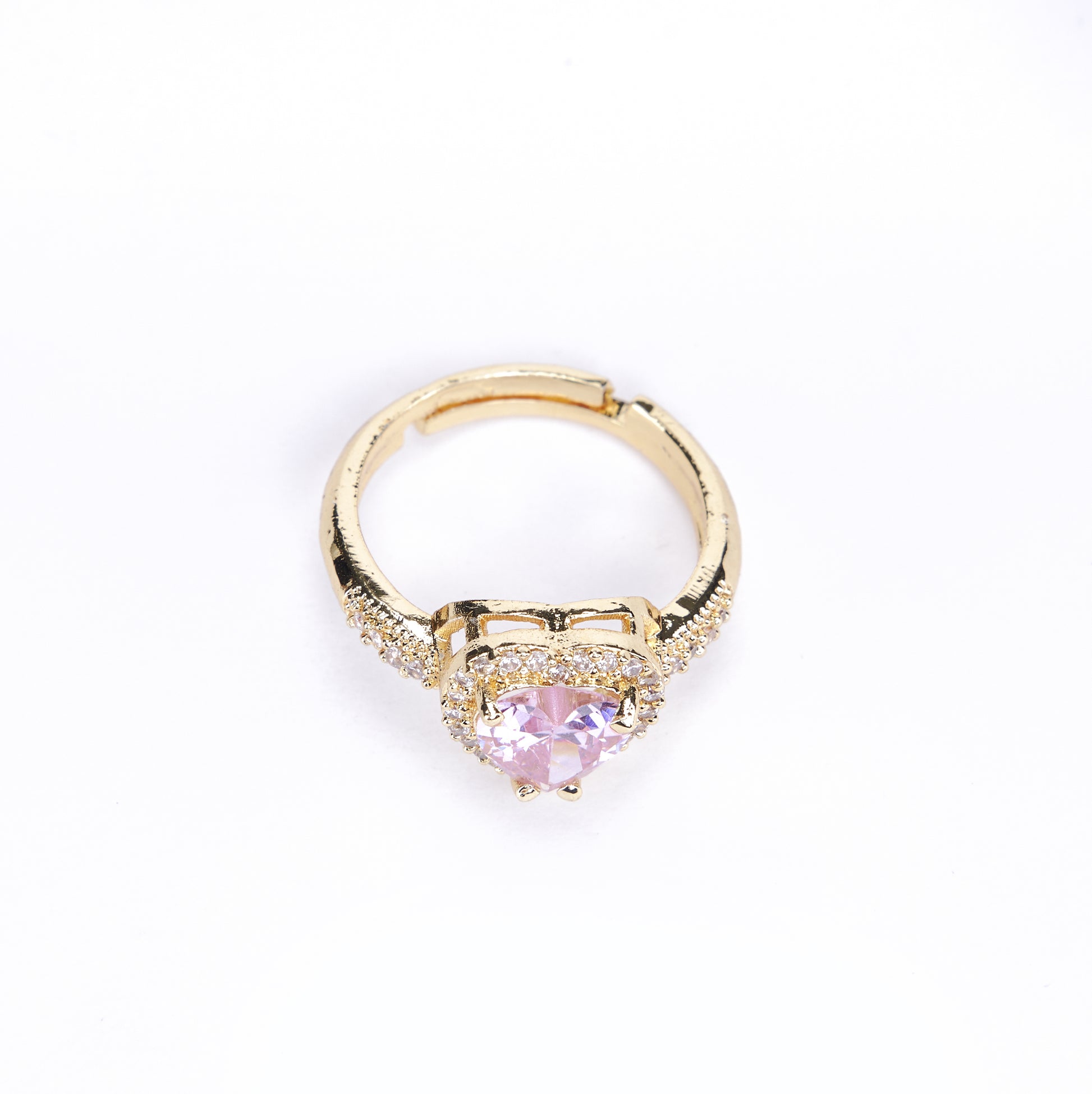 Gold Plated Pink Wedding Sparkle Ring - Opal Touch