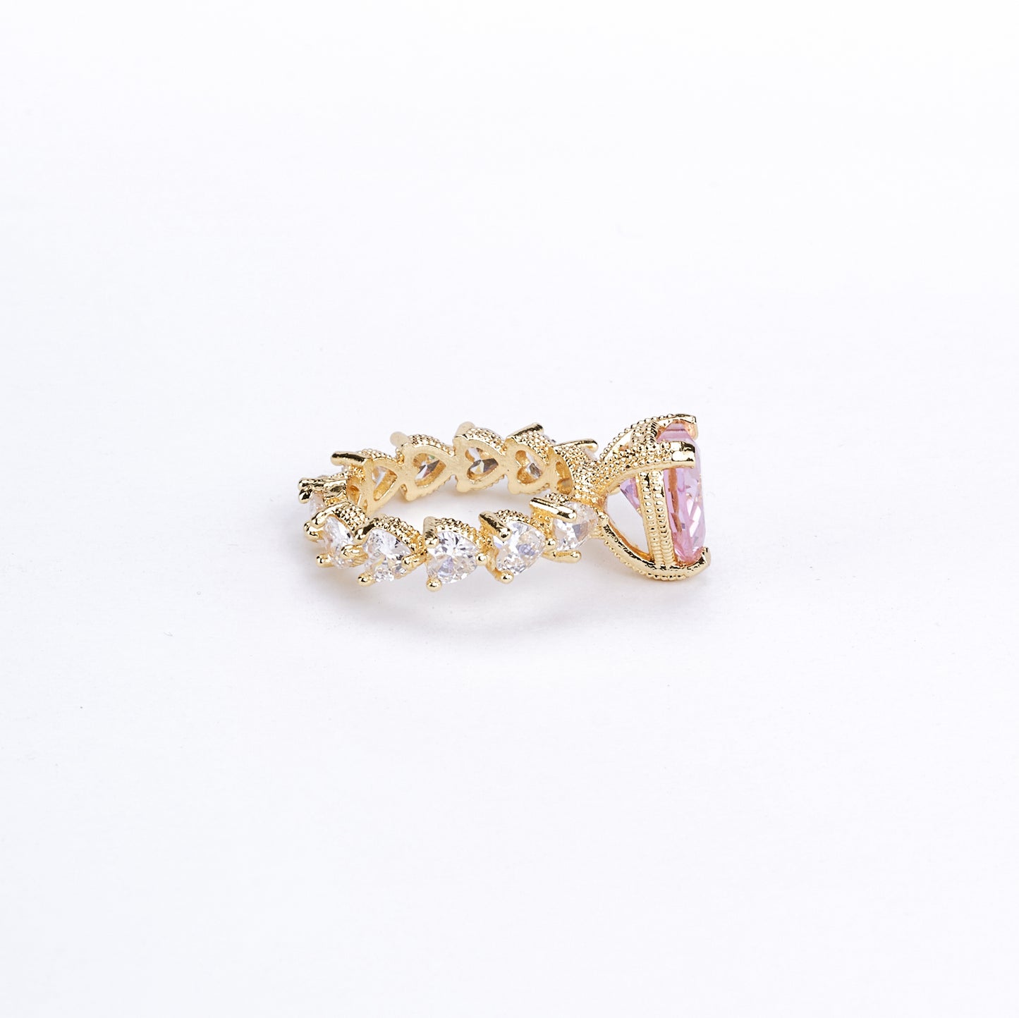 Gold Plated Pink Cubic Zirconia Ring