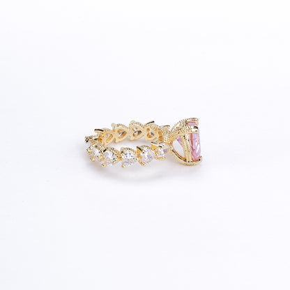 Gold Plated Pink Cubic Zirconia Ring