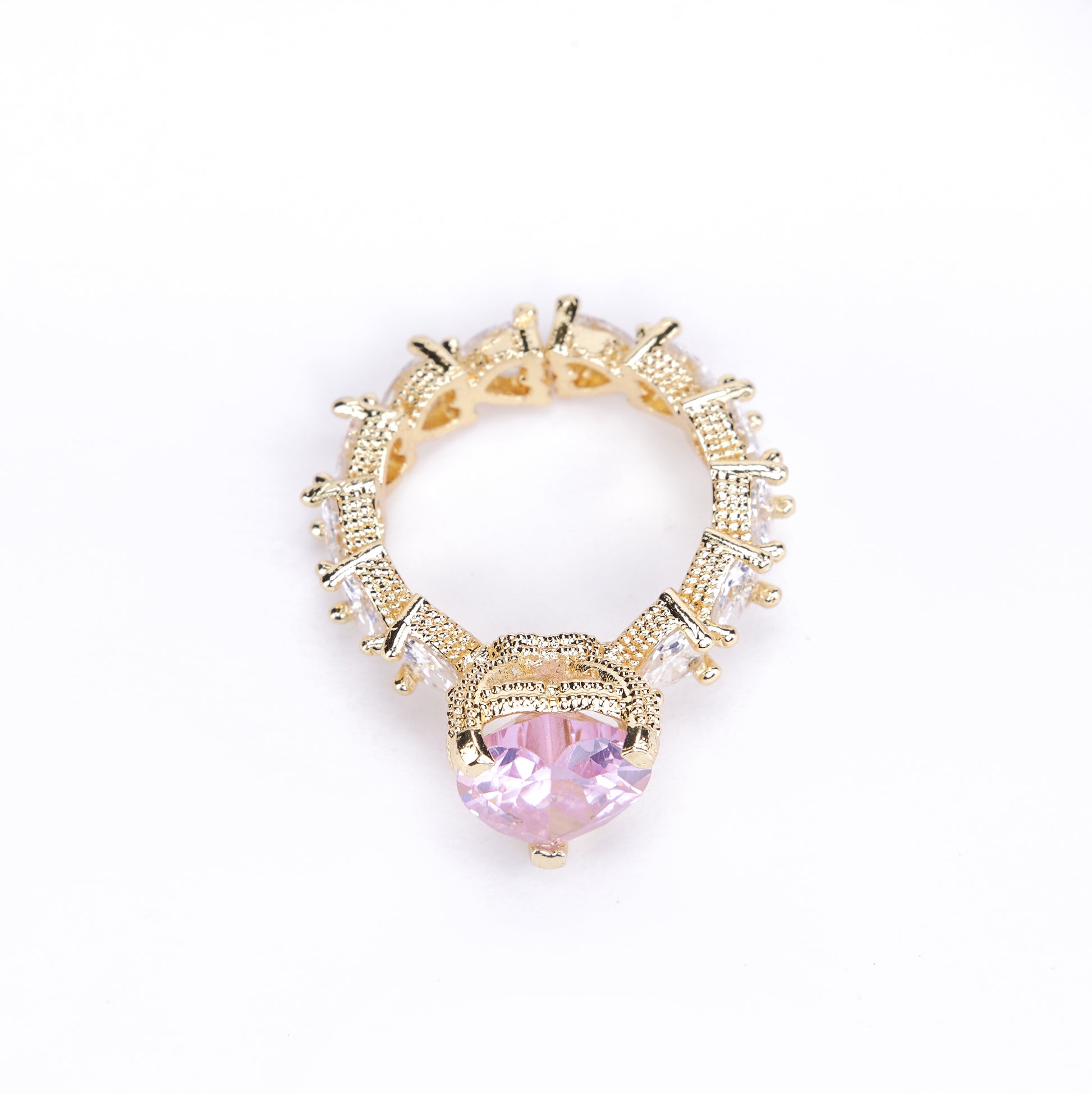 Gold Plated Pink Cubic Zirconia Ring