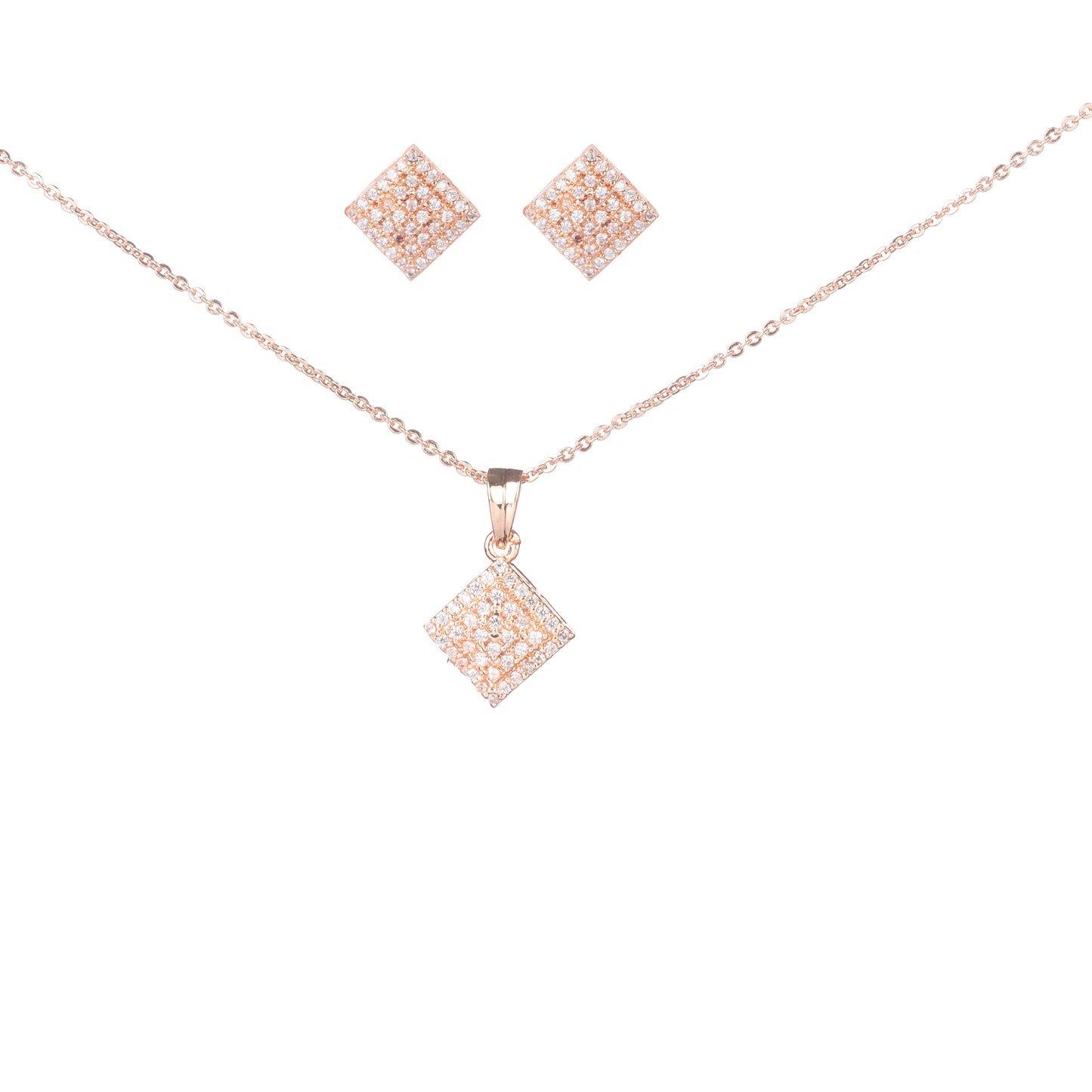 Glamorous Rose Gold Locket Set with Diamante Border