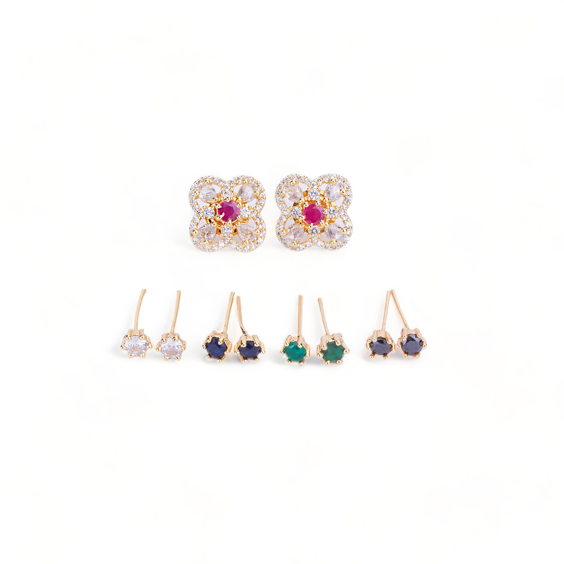 Gold Plated 5 Color Changeable Earrings - Opal Touch