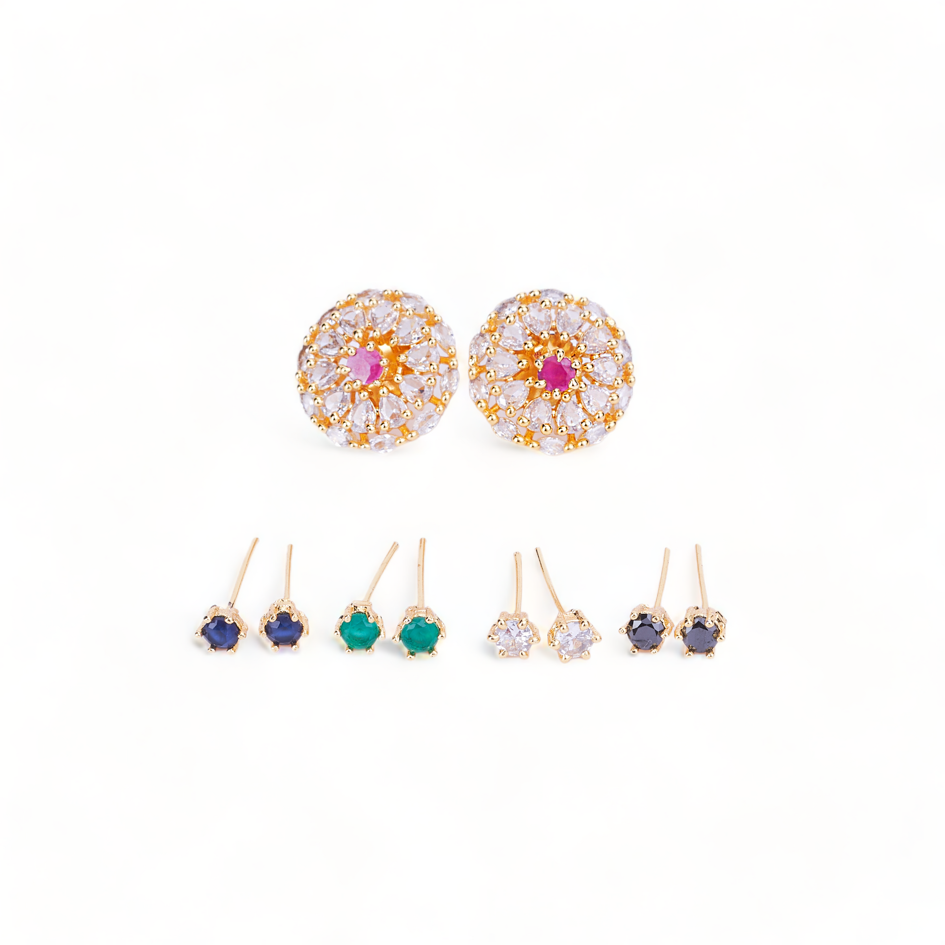 Gold Plated 5 Color Changeable Earrings - Opal Touch