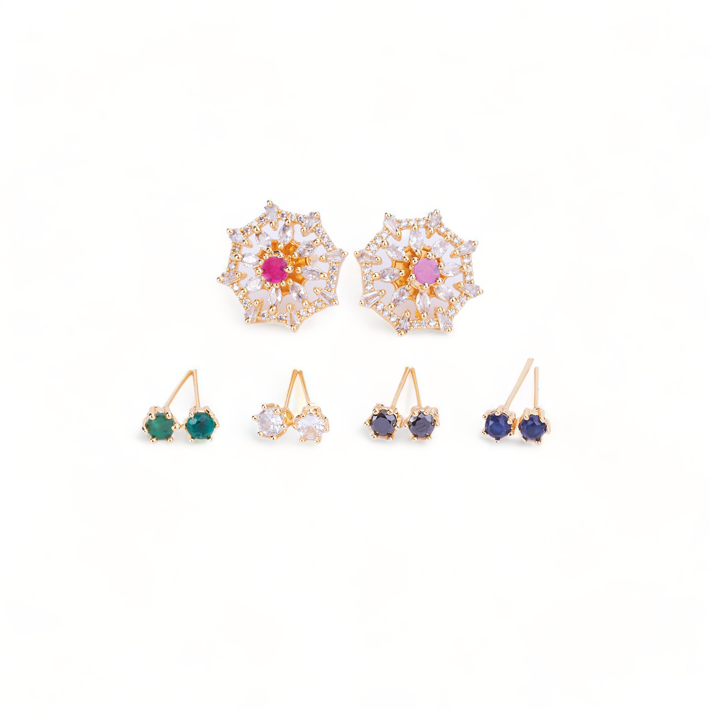 Gold Plated 5 Color Changeable Earrings - Opal Touch