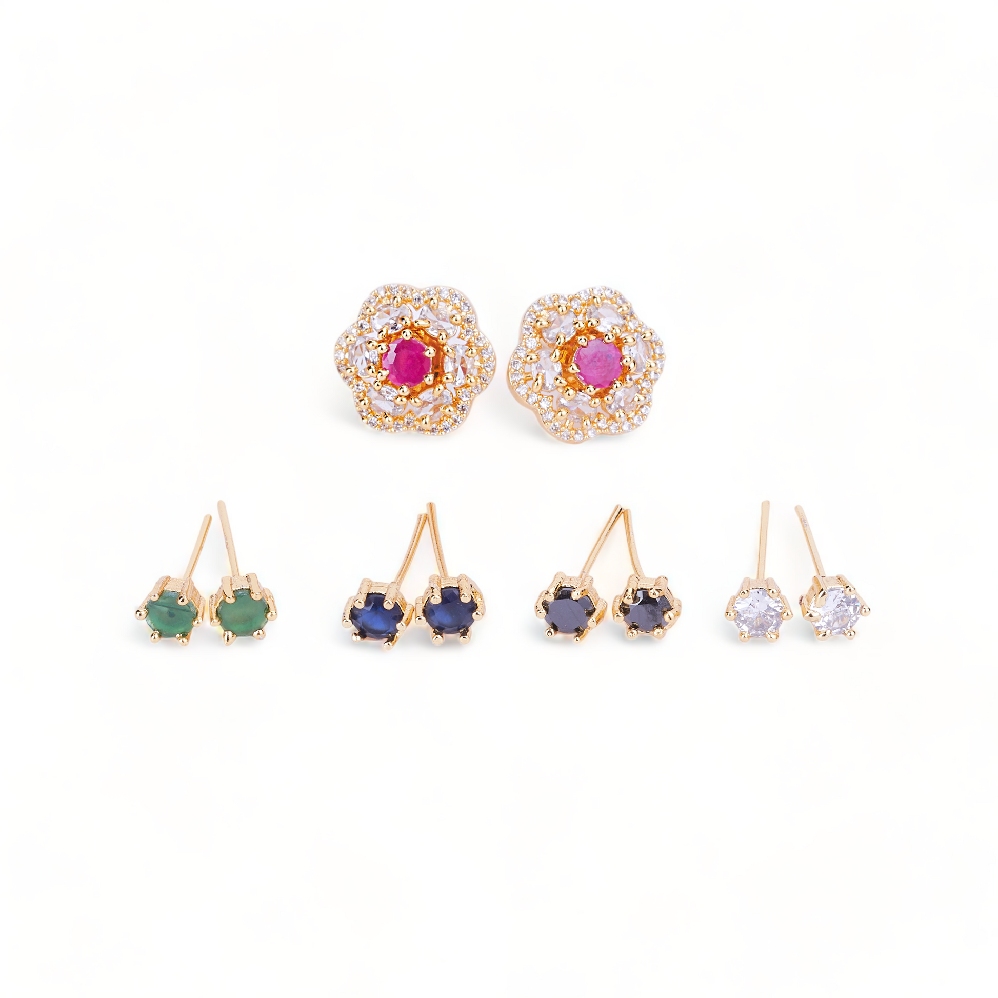 Gold Plated 5 Color Changeable Earrings