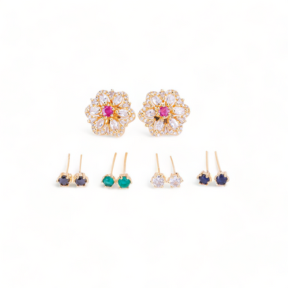 Gold Plated 5 Color Changeable Earrings - Opal Touch