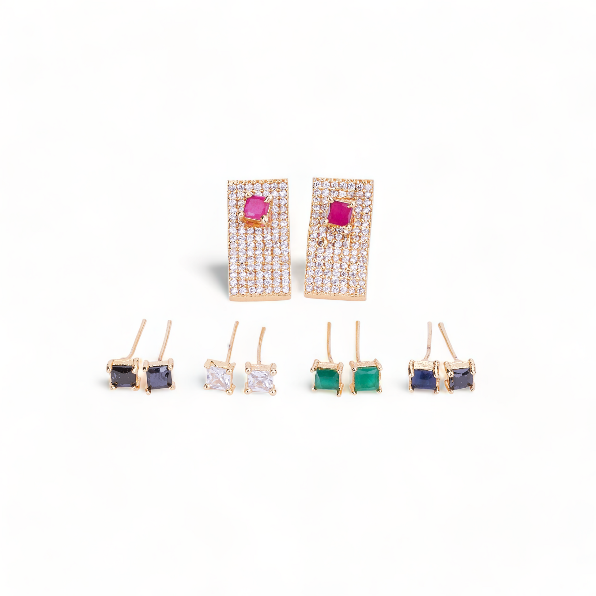 Gold Plated 5 Color Changeable Earrings - Opal Touch