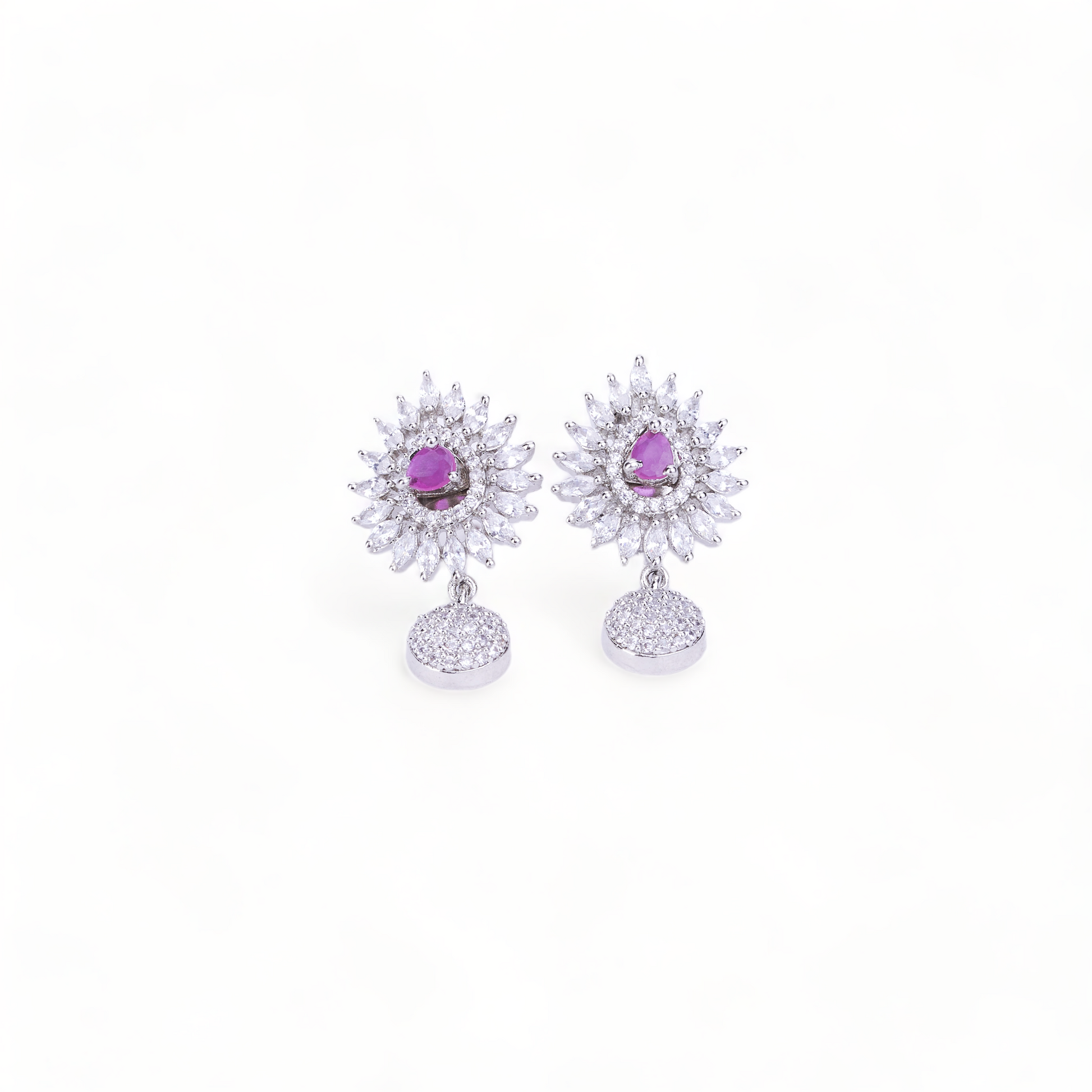 Rhodium Plated 5 Color Changeable Earrings