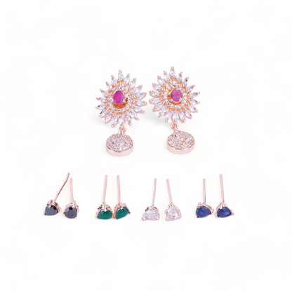 Rose Gold Plated 5 Color Changeable Earrings - Opal Touch