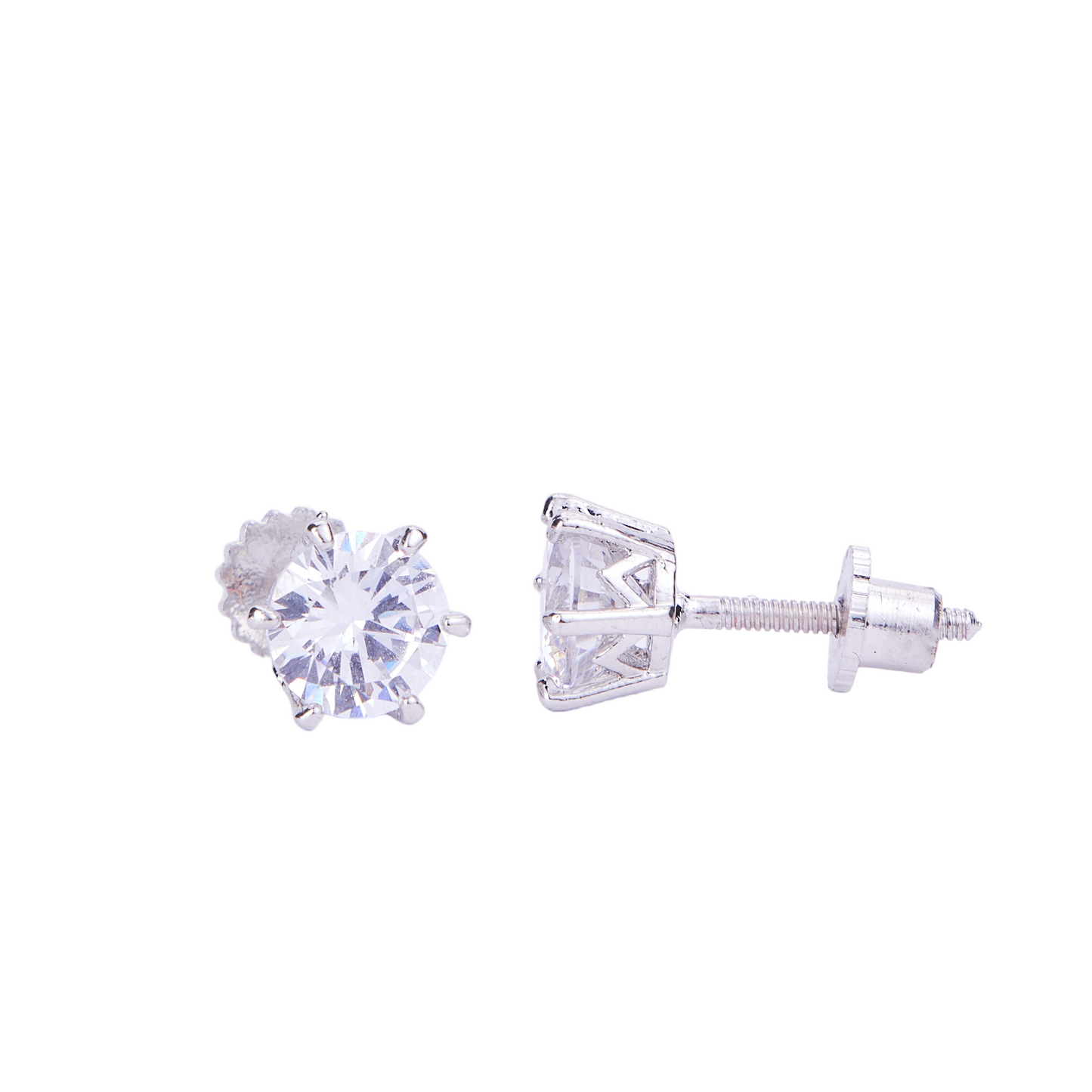 Single White Stud Screw Earrings - Opal Touch