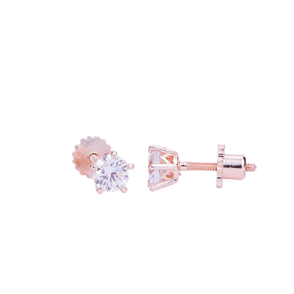 Single White Stud Screw Earrings - Opal Touch