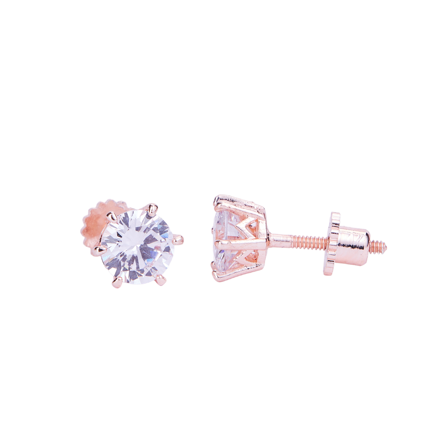 Single White Stud Screw Earrings - Opal Touch