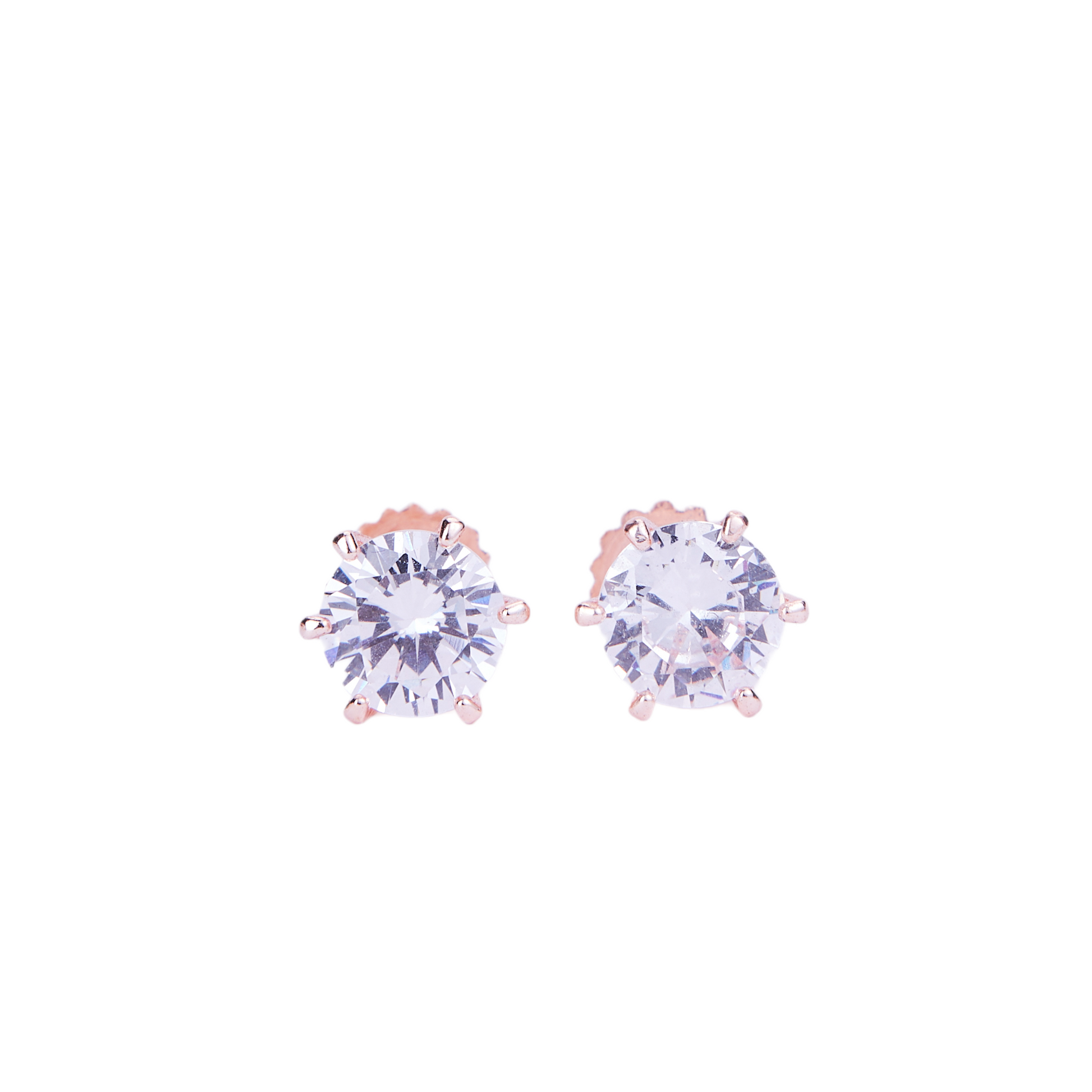 Single White Stud Screw Earrings - Opal Touch