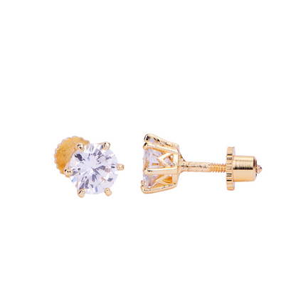 Single White Stud Screw Earrings