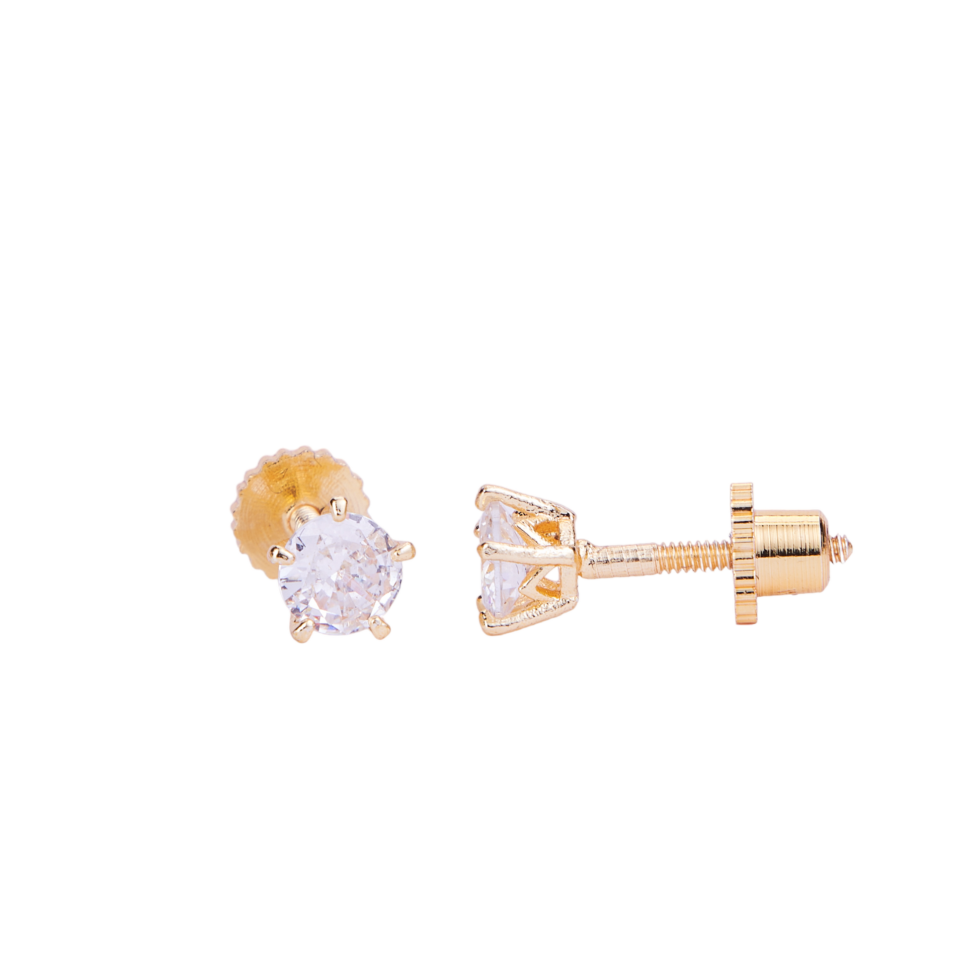 Single White Stud Screw Earrings - Opal Touch