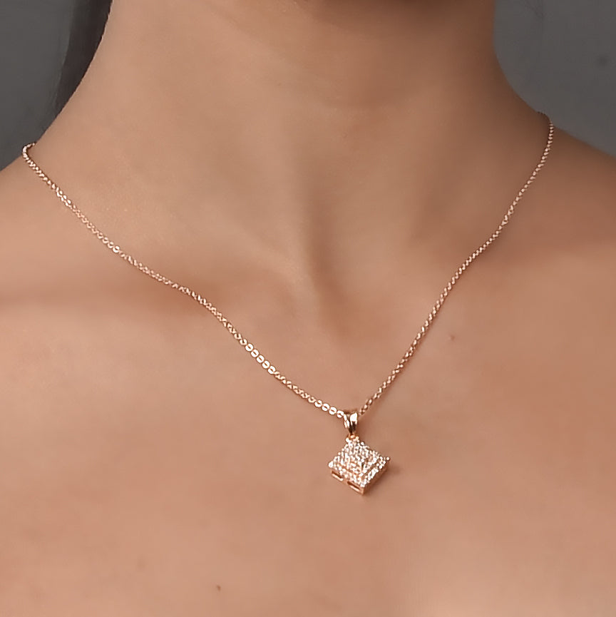 Glamorous Rose Gold Locket Set with Diamante Border