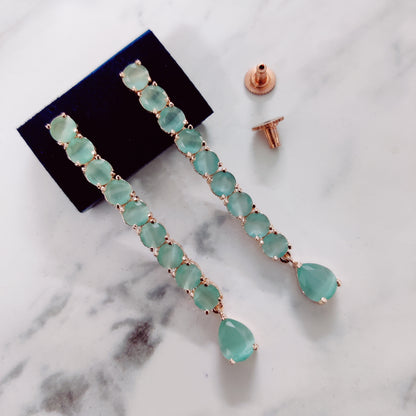 Mint Green Rose Gold Earrings - Opal Touch