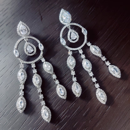 Sparkling White Rhodium Earrings - Opal Touch